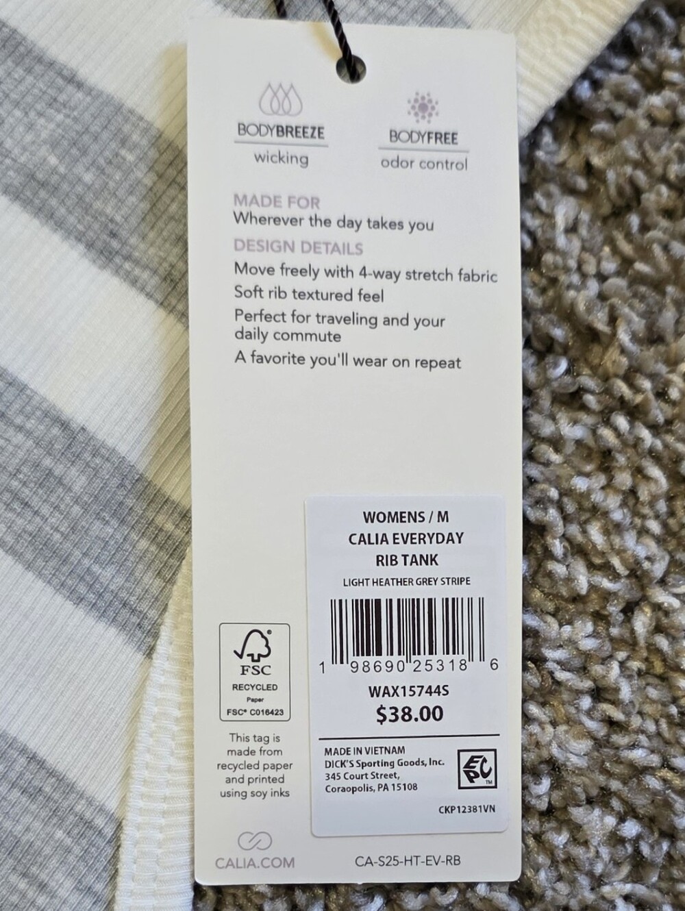 CALIA White and Gray Striped Tank Top - Picture 4 of 4